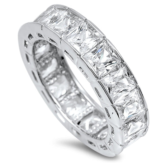 Clear CZ Simple Elegant Polished Ring New .925 Sterling Silver Band Sizes 6-10