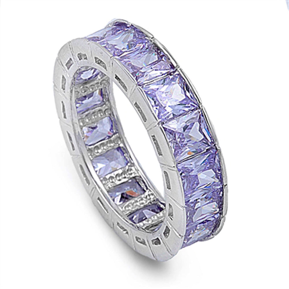 Lavender CZ Simple Eternity Ring New .925 Sterling Silver Thumb Band Sizes 6-10