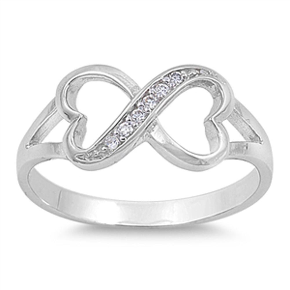 Clear CZ Heart Infinity Love Ring New .925 Sterling Silver Thumb Band Sizes 4-10