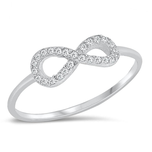 Infinity Forever Clear CZ Classic Ring New .925 Sterling Silver Band Sizes 5-10