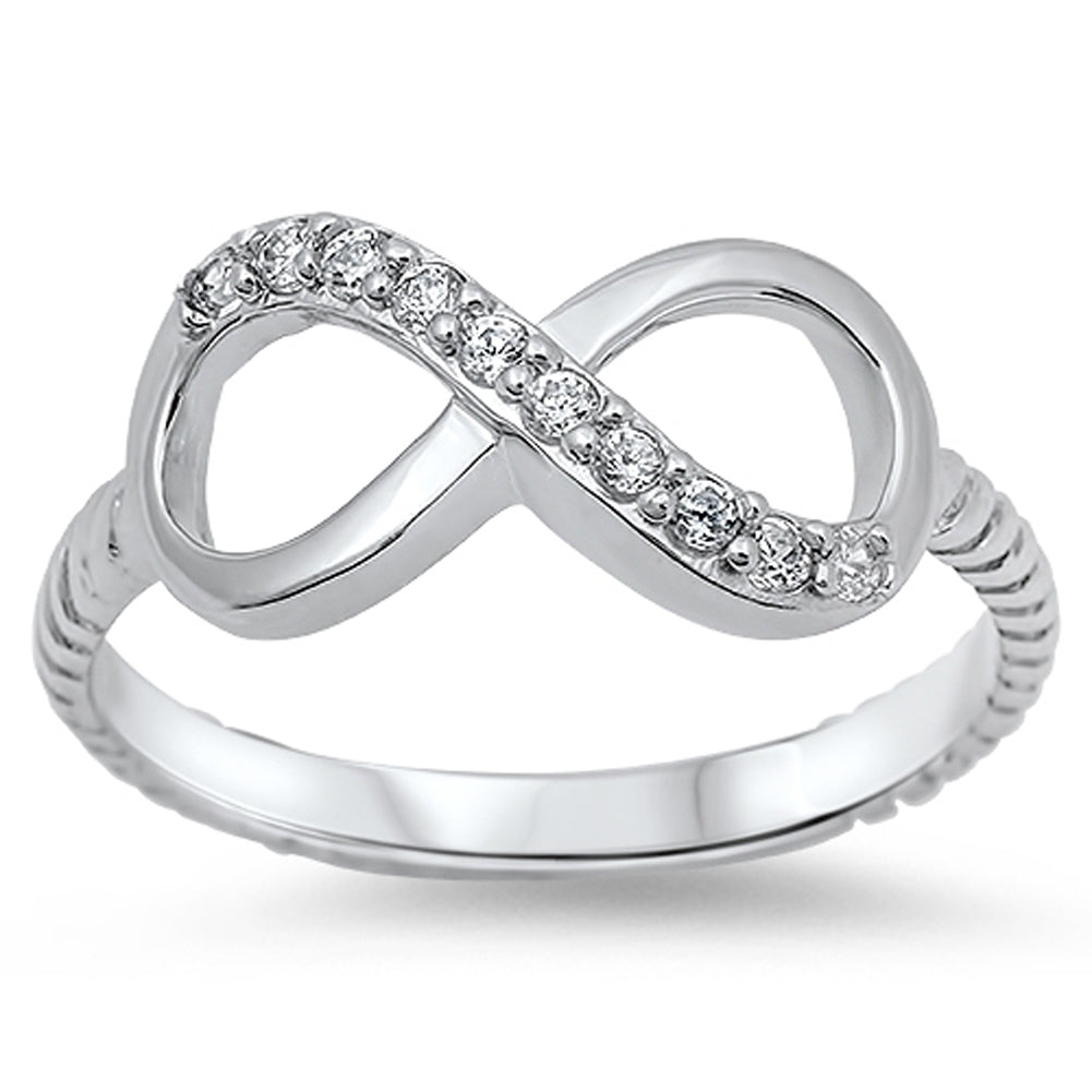 Infinity Clear CZ Wholesale Ring New .925 Sterling Silver Rope Band Sizes 4-10