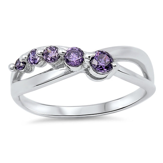 Infinity Forever Amethyst CZ Promise Ring .925 Sterling Silver Band Sizes 5-10