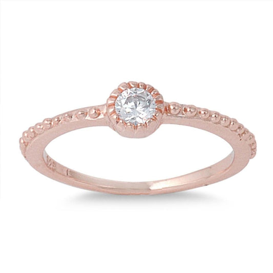 Rose Gold Tone White CZ Unique Ring New .925 Sterling Silver Band Sizes 4-10