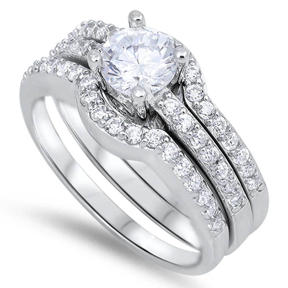 Clear CZ Polished Elegant Promise Ring New .925 Sterling Silver Band Sizes 5-10