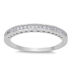 Stackable Wedding Band White CZ Fashion Ring New .925 Sterling Silver Sizes 4-10