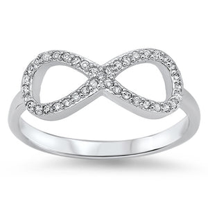 Infinity Forever Clear CZ Promise Ring New .925 Sterling Silver Band Sizes 4-10