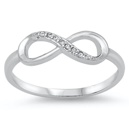 Infinity Clear CZ Love Promise Ring New .925 Sterling Silver Band Sizes 4-10