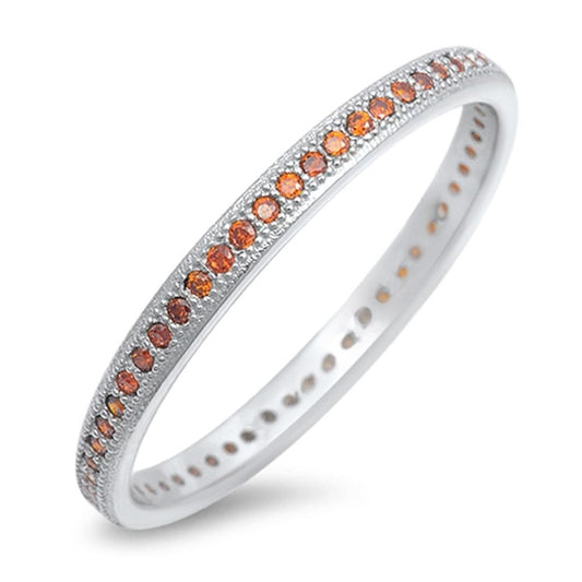 Garnet CZ Eternity Simple Elegant Ring New .925 Sterling Silver Band Sizes 4-10