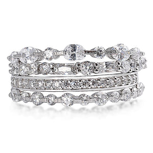 Stackable Wedding Set Clear CZ Unique Ring .925 Sterling Silver Band Sizes 4-11