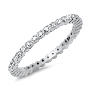 Eternity Stackable Clear CZ Promise Ring New 925 Sterling Silver Band Sizes 4-10