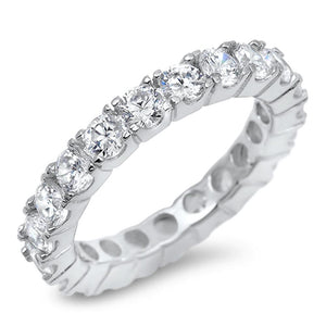 Eternity Stackable White CZ Promise Ring New 925 Sterling Silver Band Sizes 5-10