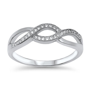 Infinity Forever Clear CZ Cute Ring New .925 Sterling Silver Band Sizes 5-10