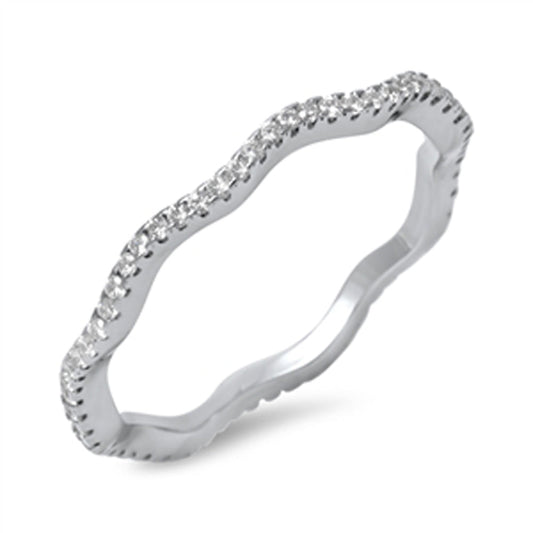 Eternity Stackable White CZ Promise Ring New 925 Sterling Silver Band Sizes 4-10