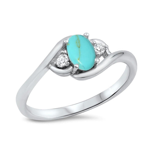 Elegant Promise Turquoise Ring New .925 Sterling Silver Band Sizes 4-10