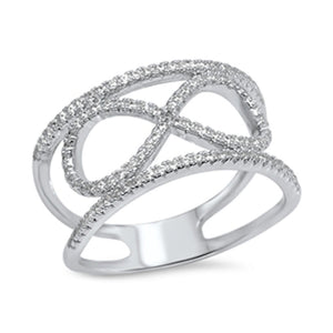 Infinity Open Line White CZ Fashion Ring New 925 Sterling Silver Band Sizes 5-10