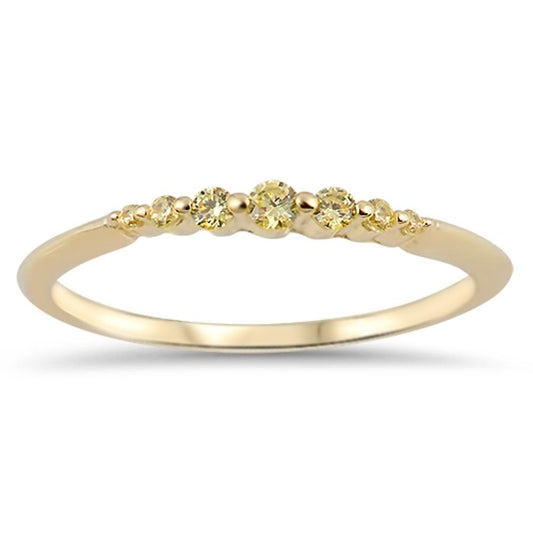 Gold-Tone Promise Yellow CZ Ring .925 Sterling Silver Wedding Band Sizes 4-10