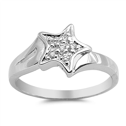 Star White CZ Ring New .925 Sterling Silver Band Sizes 5-8