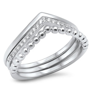 Chevron Set White CZ Stackable Thumb Ring .925 Sterling Silver Band Sizes 5-10