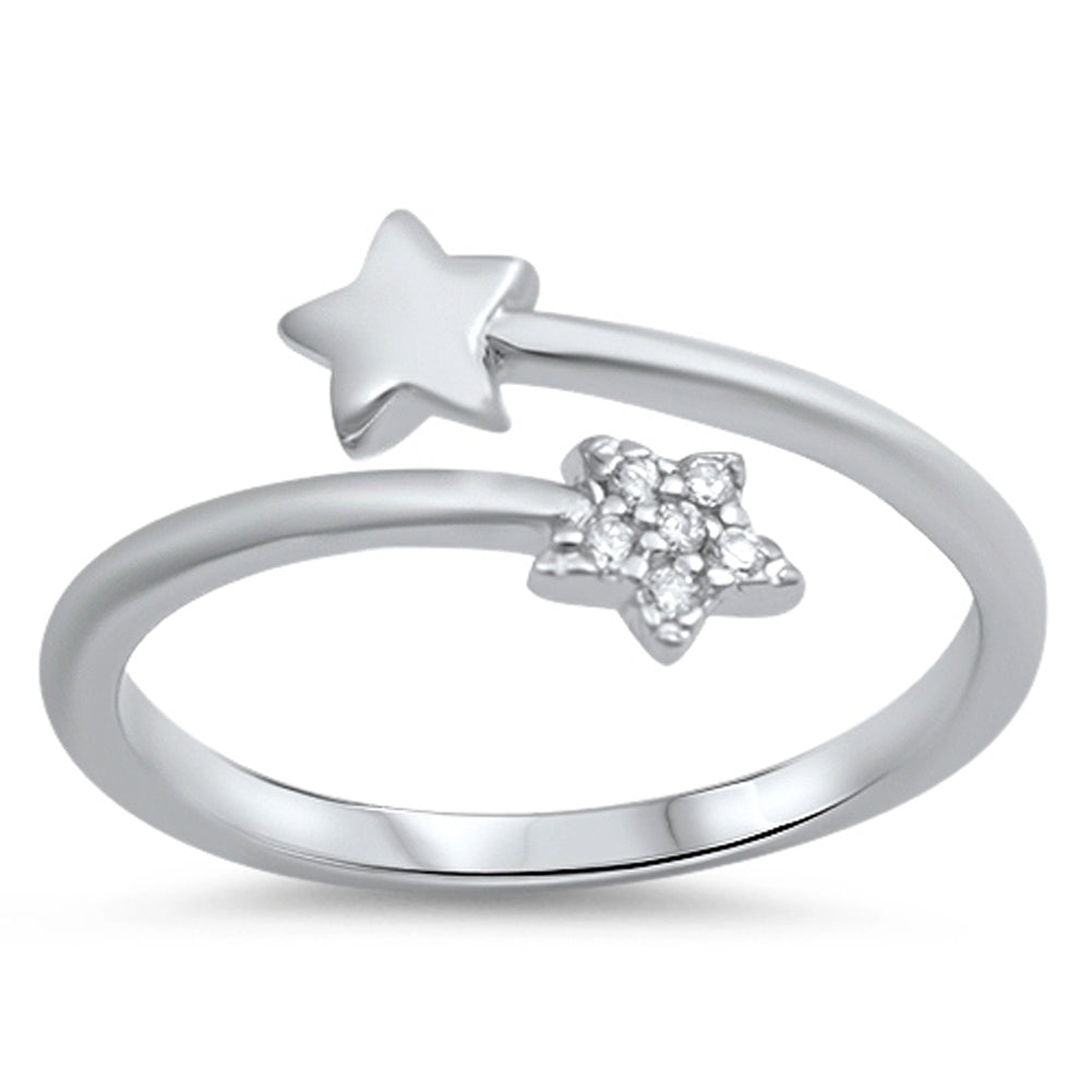 Shooting Star Clear CZ Cute Open Ring .925 Sterling Silver Thumb Band Sizes 5-10