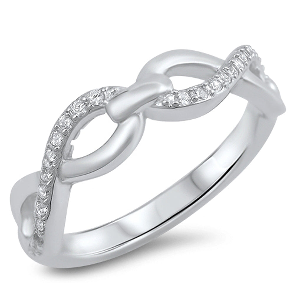 Infinity White CZ Promise Knot Ring New .925 Sterling Silver Band Sizes 5-10