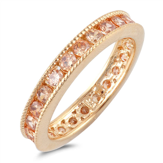 Gold-Tone Eternity White CZ Cute Ring New .925 Sterling Silver Band Sizes 6-10