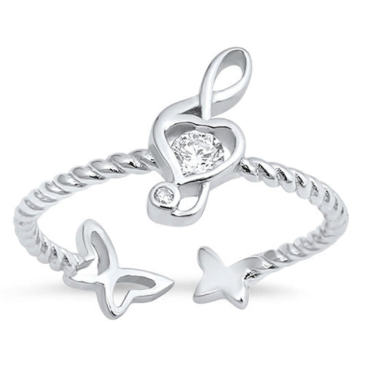 White CZ Music Note Heart Butterfly Ring New 925 Sterling Silver Band Sizes 3-10