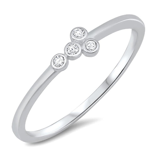 Round Clear CZ Cross Simple Fashion Ring New 925 Sterling Silver Band Sizes 2-10