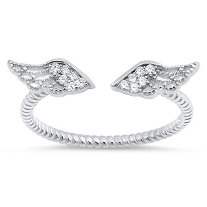 Angel Wings White CZ Cute Ring New .925 Sterling Silver Bali Band Sizes 3-10