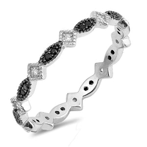 Eternity Black CZ Cute Fashion Ring New .925 Sterling Silver Band Sizes 4-10