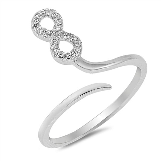 Open Clear CZ Infinity Knot Ring New .925 Sterling Silver Thumb Band Sizes 4-10