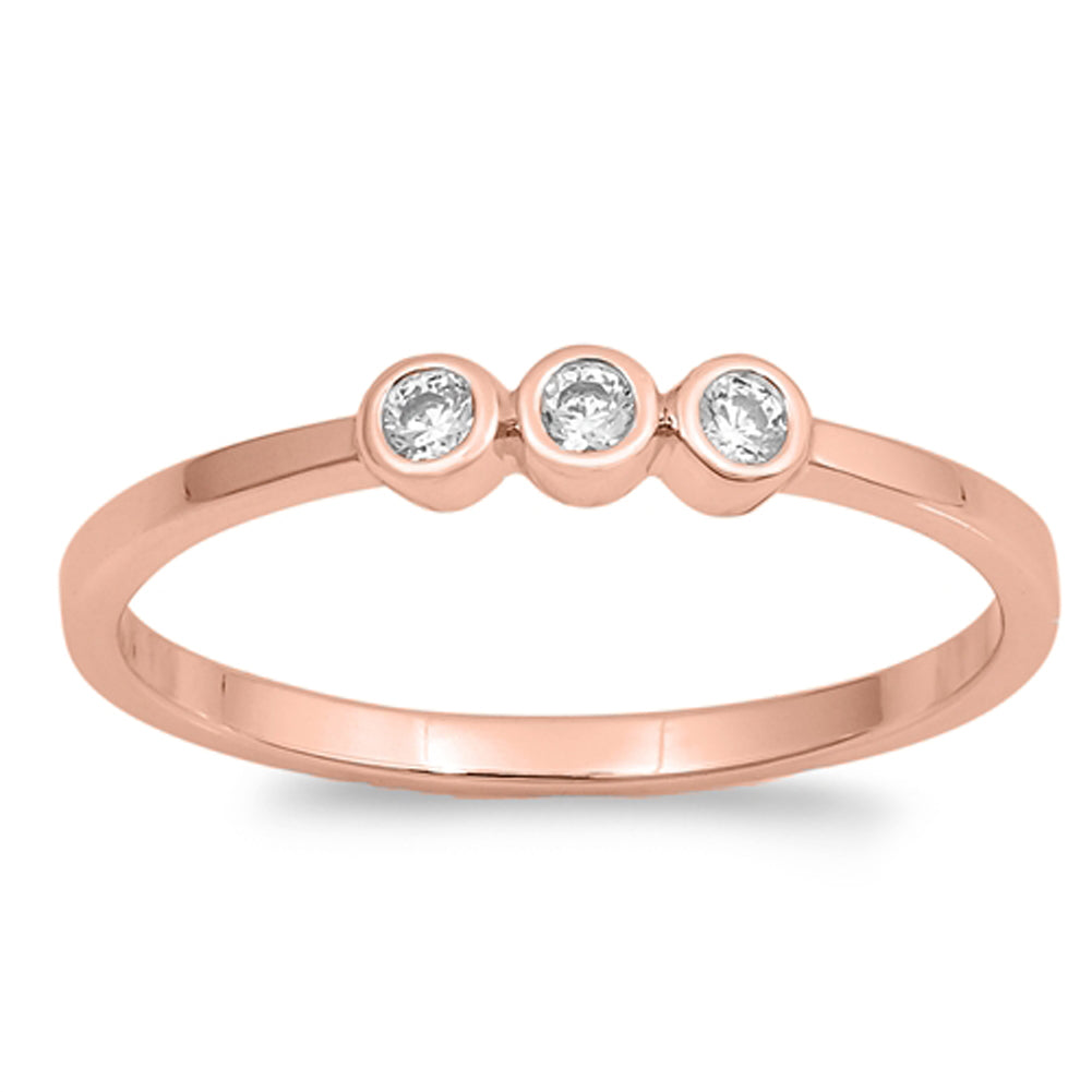 Rose Gold-Tone White CZ Beautiful Ring New .925 Sterling Silver Band Sizes 4-10