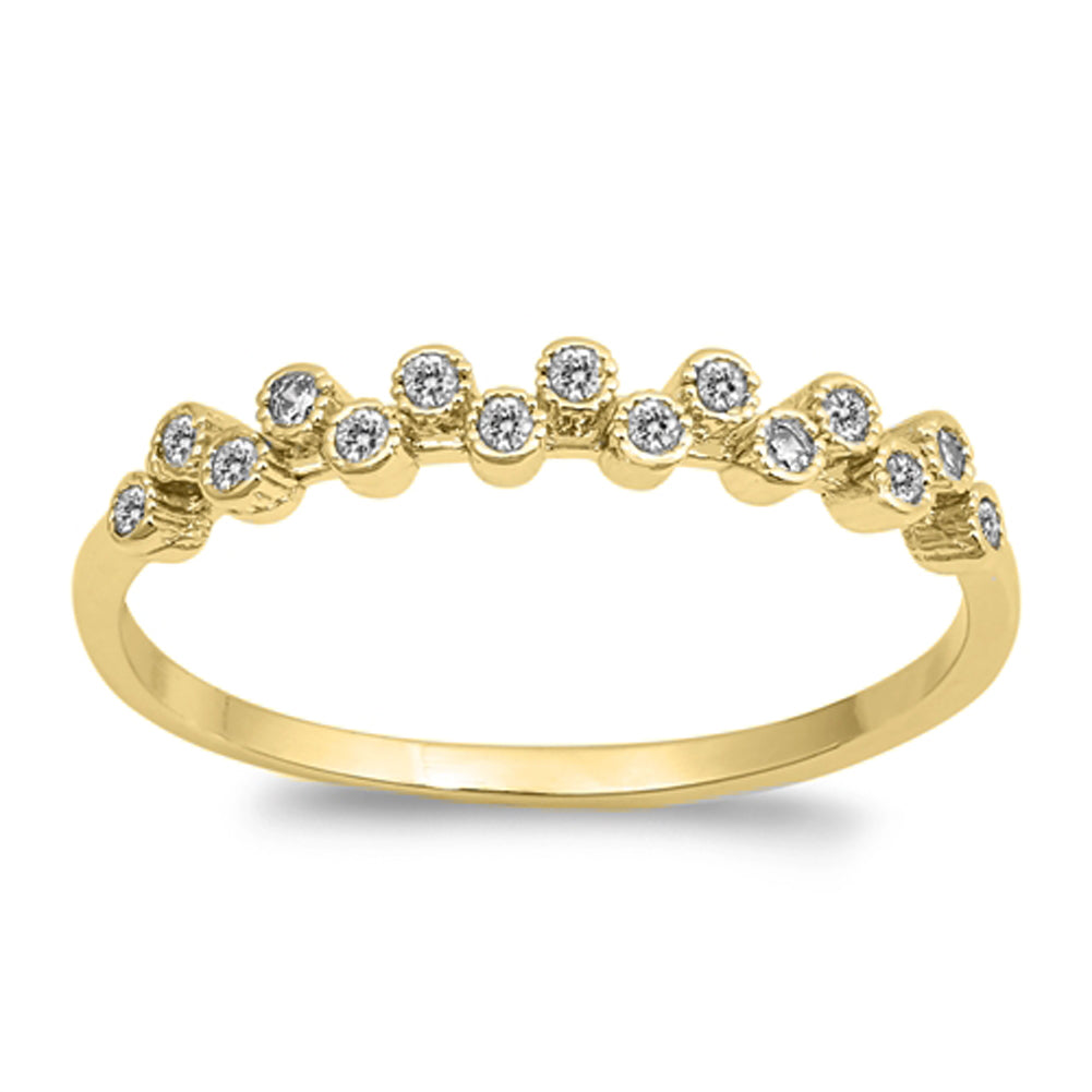 Gold-Tone Clear CZ Stackable Accent Ring New 925 Sterling Silver Band Sizes 4-10