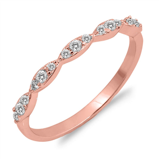 Rose Gold-Tone White CZ Wedding Ring New .925 Sterling Silver Band Sizes 4-10