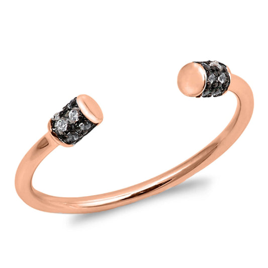 Open Rose Gold-Tone White CZ Cute Ring New .925 Sterling Silver Band Sizes 4-9