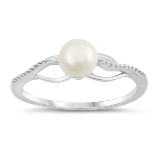 Freshwater Pearl Infinity Knot Dainty Ring .925 Sterling Silver Band Sizes 5-10