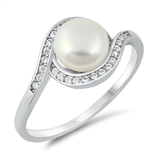 Freshwater Pearl Halo Infinity Knot Ring New 925 Sterling Silver Band Sizes 4-10