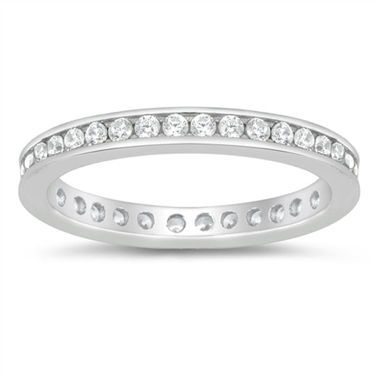 White CZ Wholesale Elegant Studded Halo Promise Ring New .925 Sterling Silver Band Sizes 4-10