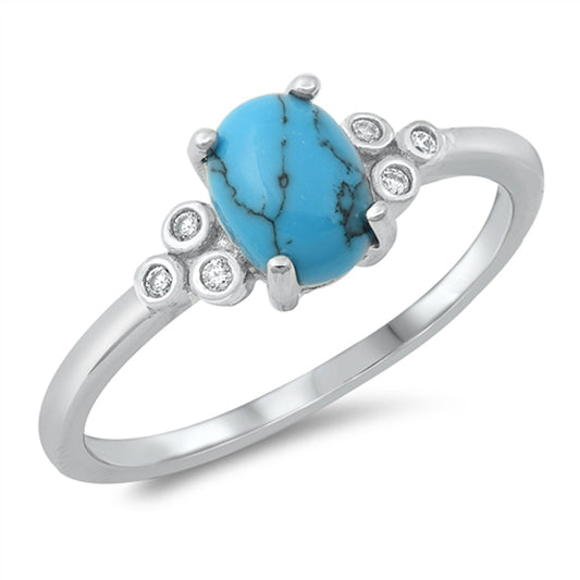 Clear CZ Turquoise Simple Promise Ring New .925 Sterling Silver Band Sizes 4-10