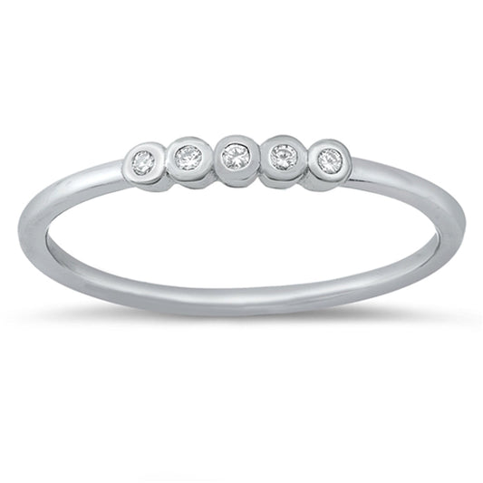 White CZ Simple Dainty Ring New .925 Sterling Silver Band Sizes 4-10