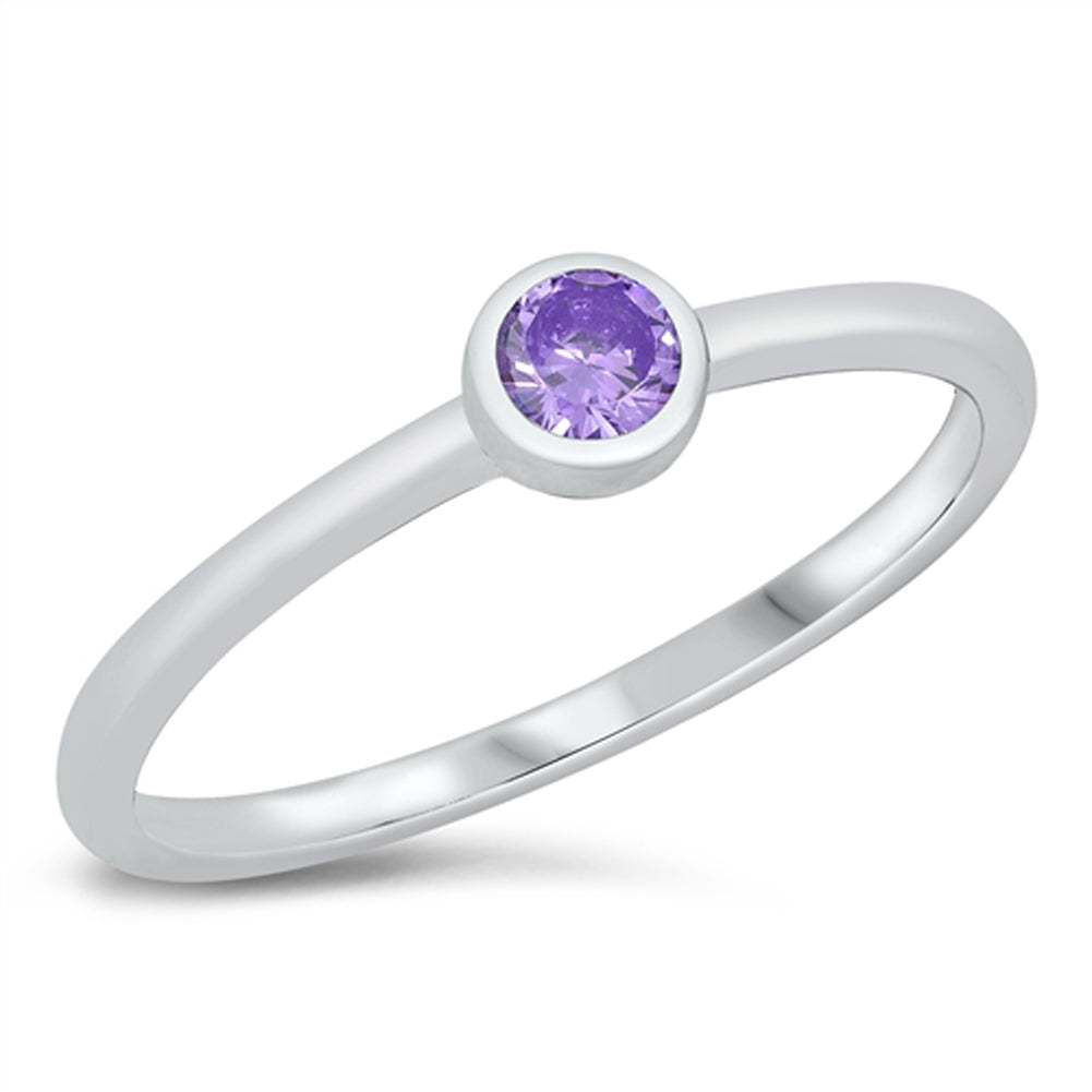 Tiny Dainty Amethyst CZ Ring New .925 Sterling Silver Band Sizes 4-10