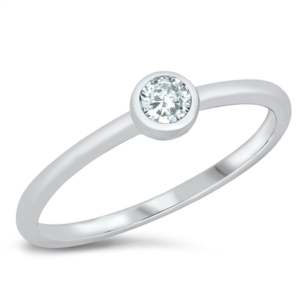 Clear CZ Delicate Dainty Simple Ring New .925 Sterling Silver Band Sizes 4-10