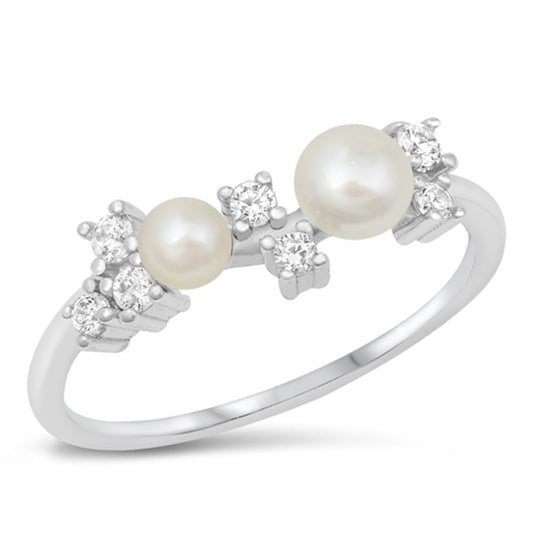 Unique Freshwater Pearl Statement Ring New .925 Sterling Silver Band Sizes 4-10