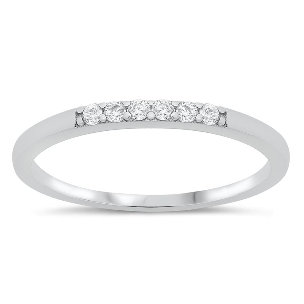 Dainty Studded Stacking Promise Ring New .925 Sterling Silver Band Sizes 4-10