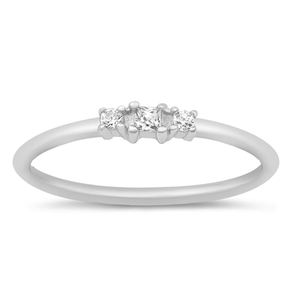 Clear CZ Stacking Promise Ring New .925 Sterling Silver Band Sizes 4-10