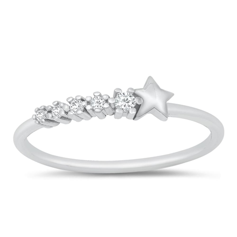 Clear CZ Beautiful Shooting Star Ring New .925 Sterling Silver Band Sizes 4-10