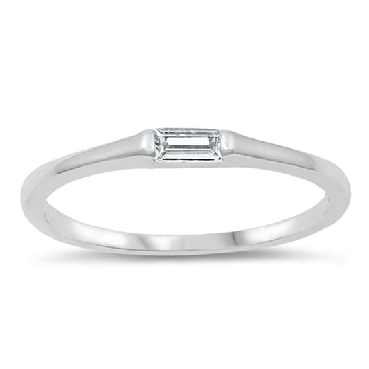 Radiant Clear CZ Cute Stacking Ring New .925 Sterling Silver Band Sizes 4-10