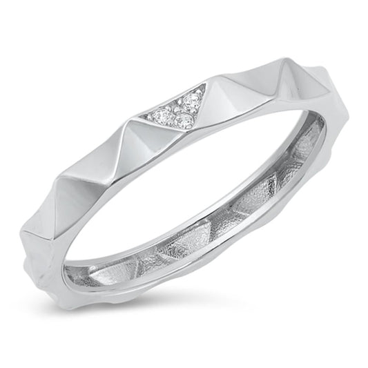 Clear CZ Stacking Fashion Wholesale Ring .925 Sterling Silver Band Sizes 4-10