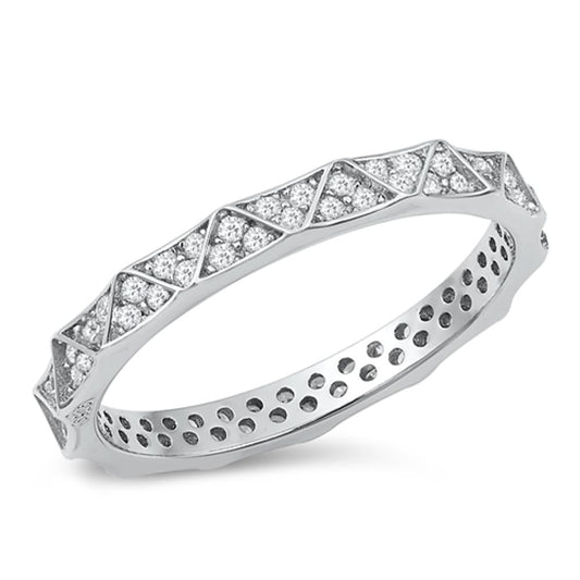 Clear CZ Classy Fashion Eternity Ring New .925 Sterling Silver Band Sizes 4-10