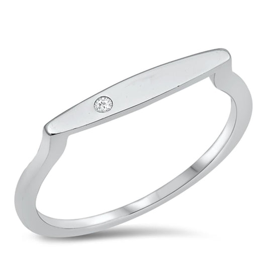 Unique Bar Flat Clear CZ Cute Ring New .925 Sterling Silver Band Sizes 4-10