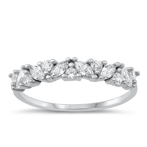 Sterling Silver Clear CZ Marquise Design Ring